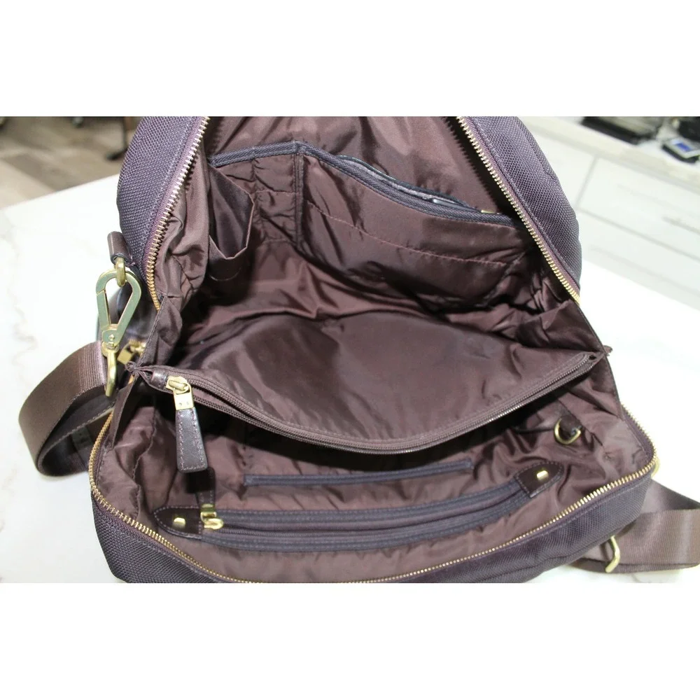 Tumi 73232 Georgetown Forest Briefcase Brown Ballistic Nylon Leather Trim